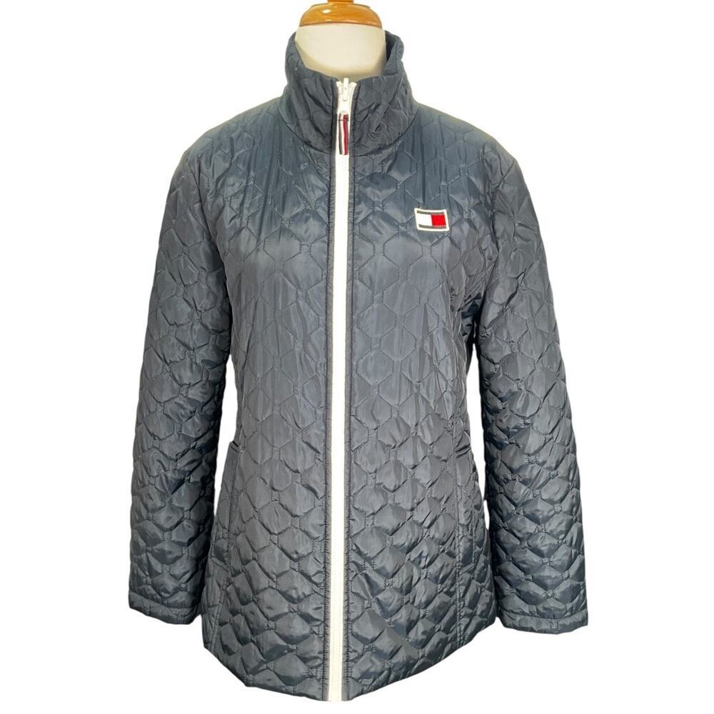 Tommy Hilfiger 3-In-1 All Weather Jacket Large Navy Quilted Zip Logo Coat